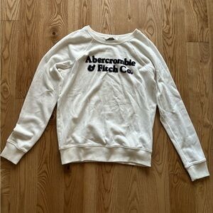 Abercrombie & Fitch White Sweater with Black Logo